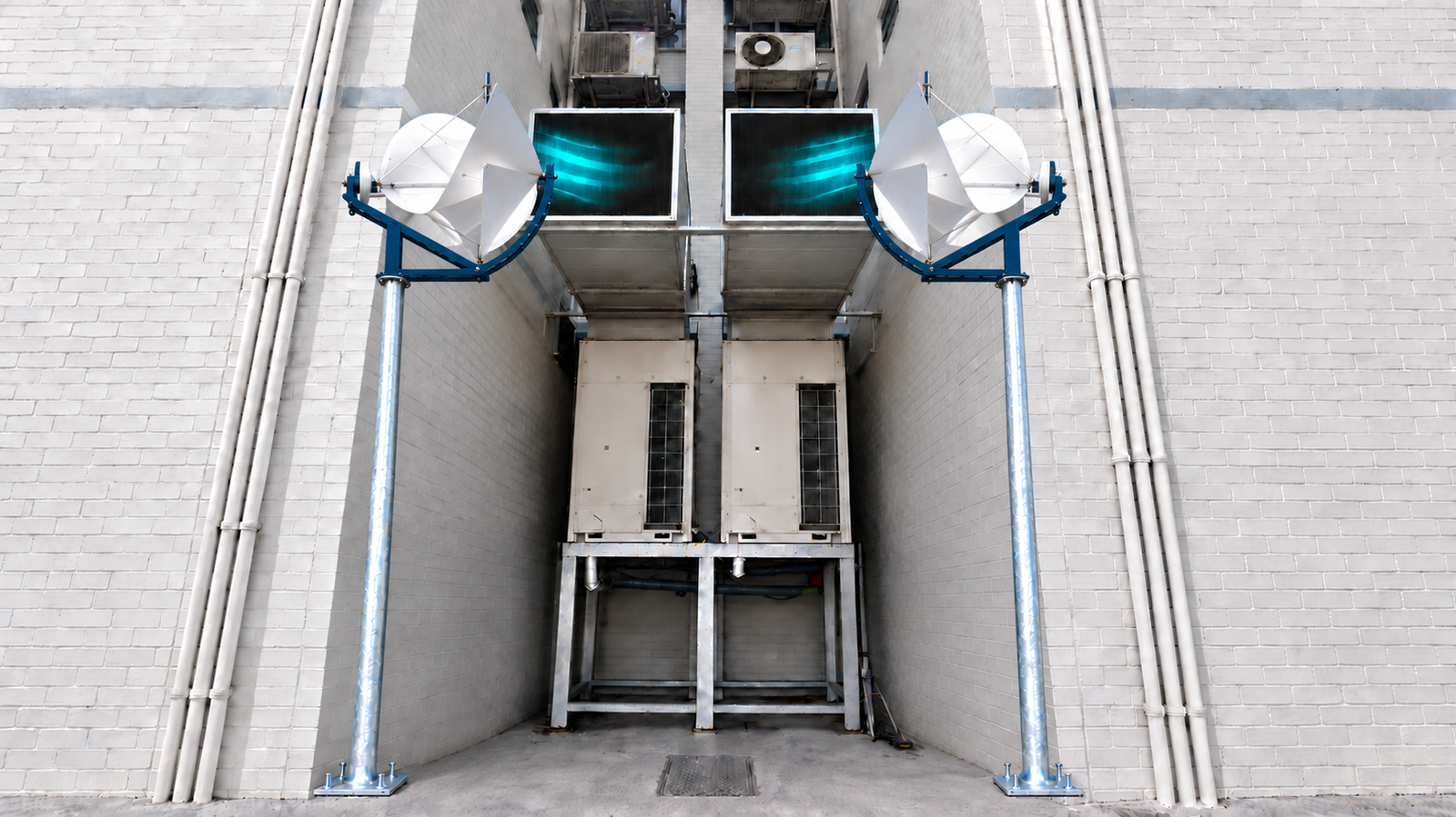 Proposed LIAM F1 turbine aligned with a building duct outlet